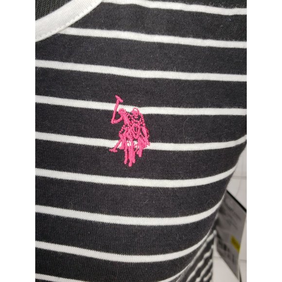 US Polo Assc  Black and White Size 10/12 Striped Tee‎ - Picture 5 of 7